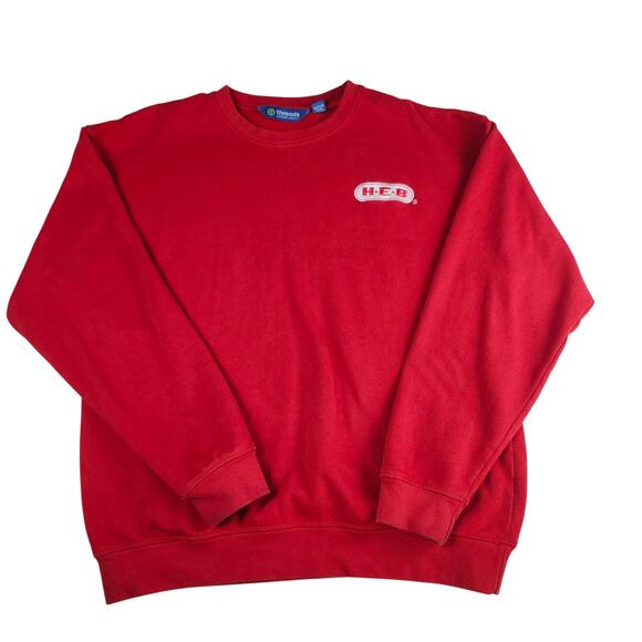 Threads HEB Red Crewneck Sweatshirt Men’s Large Logo Pullover Soft Cotton Blend - Picture 3 of 8